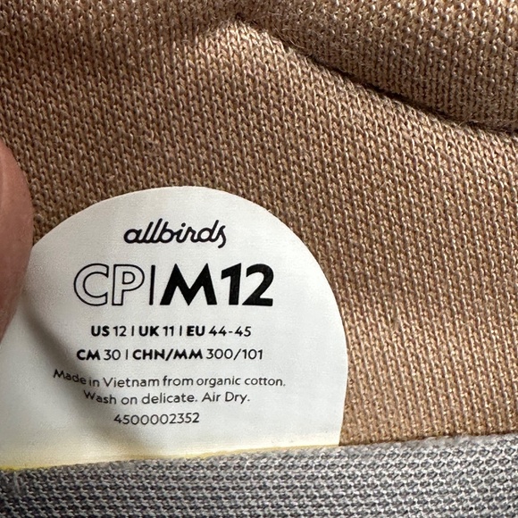 Allbirds Sneakers Mens US 12 Organic Cotton Washable Canvas Pacers Arch Support - Picture 3 of 16